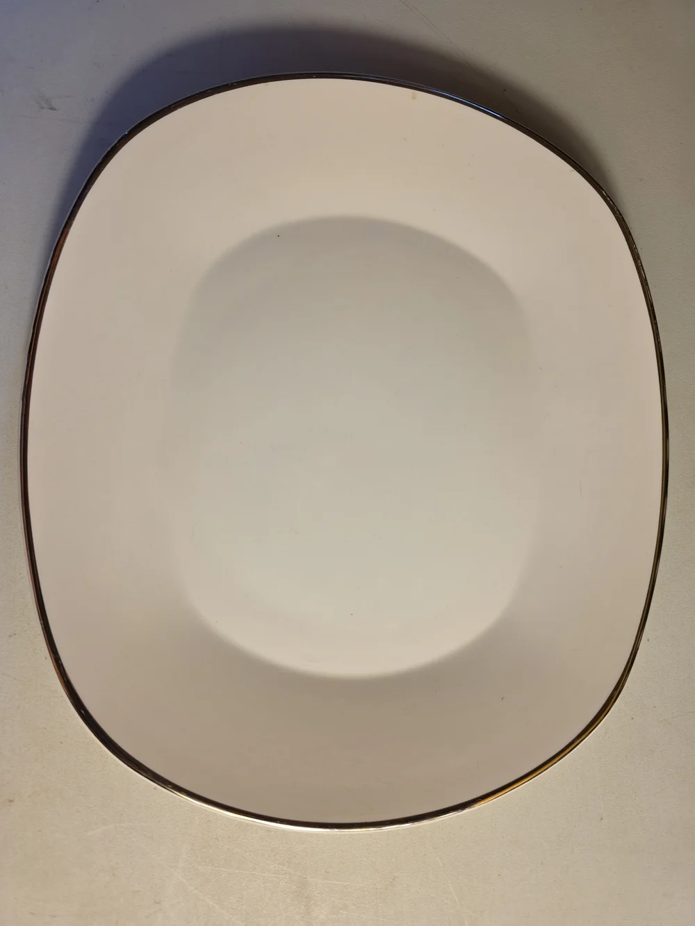 Ceramic White Serving Bowl with Gold Trim